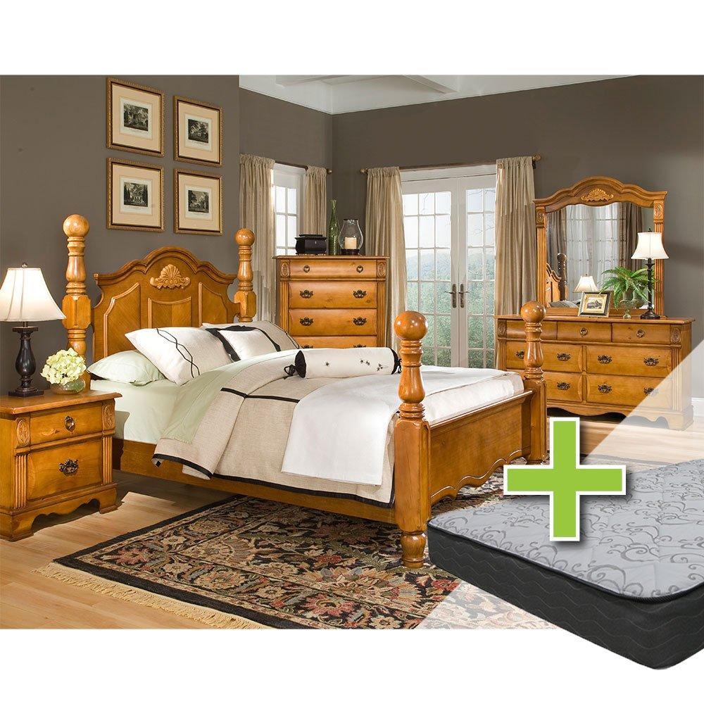 Rent to Own Elements International 7 Piece Bryant Queen Bedroom Set with Woodhaven 8" Tight